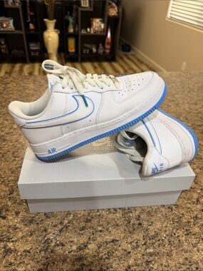 Nike Air Force 1 Low - White with Light Blue Trim